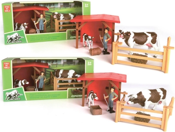 Farmyard Fence Set with Cows and Farmer