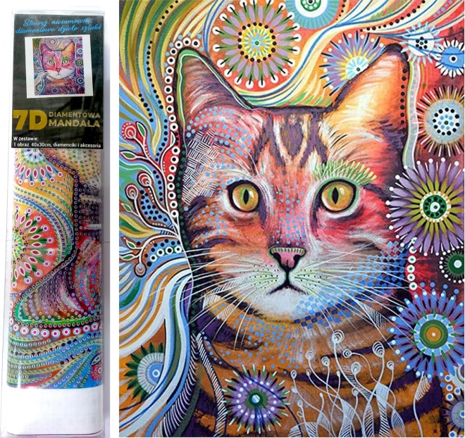 7D teemantmaal – üllatunud kass 30 × 40 cm