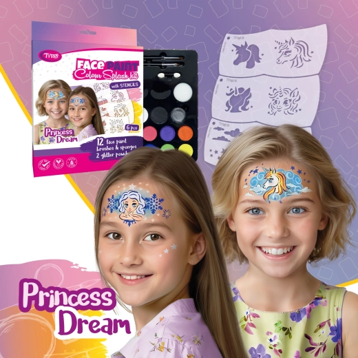 TyToo Princess Dream näomaalingukomplekt šabloonidega