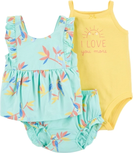 Carter's 3-osaline komplekt: õlapaeltega bodi, maika ja aluspüksid Blue Floral tüdrukule (9 kuud)