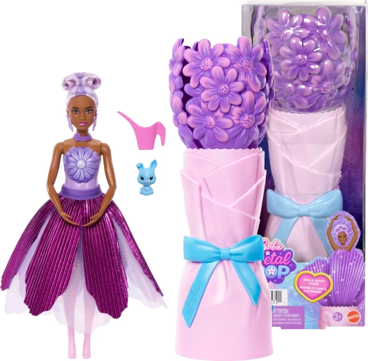 Barbie Petal Pop floral surprise purple daisy + accessories
