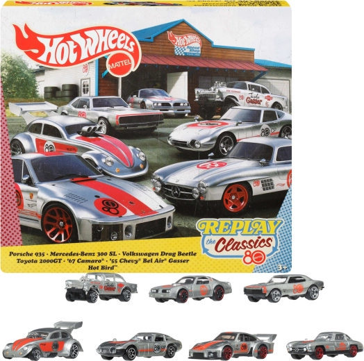 Hot Wheels Replay the Classic – 7 metallauto Silver Series komplekt