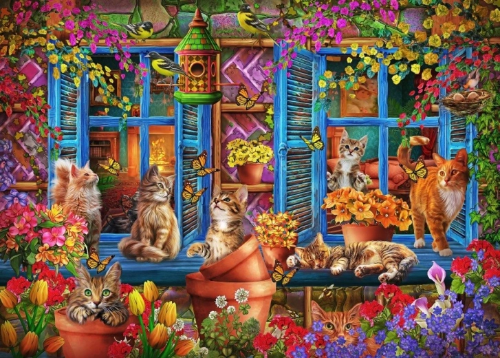 Bluebird Puzzle Windowsill with Cats 500 pieces