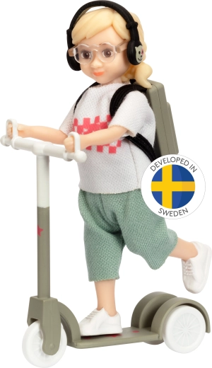 Lundby teen doll on scooter with accessories