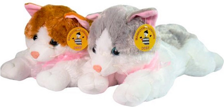 Lying spotted plush cat – large