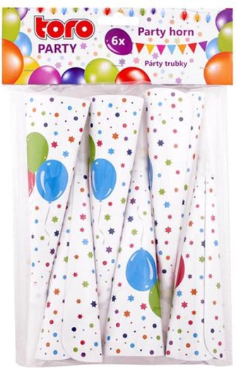 Paper party blowouts 19 cm, 6 pcs