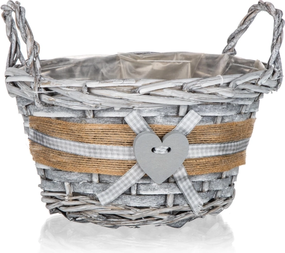 Round wicker basket with handles GRIS 19 × 11 cm