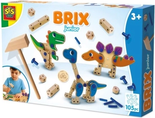 SES Brix junior dinosaurused – puidust konstruktor