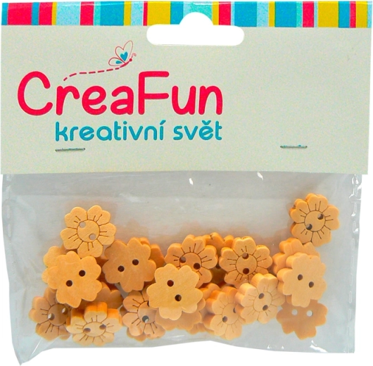 Wooden sunflower buttons 15 mm, set of 25 pcs