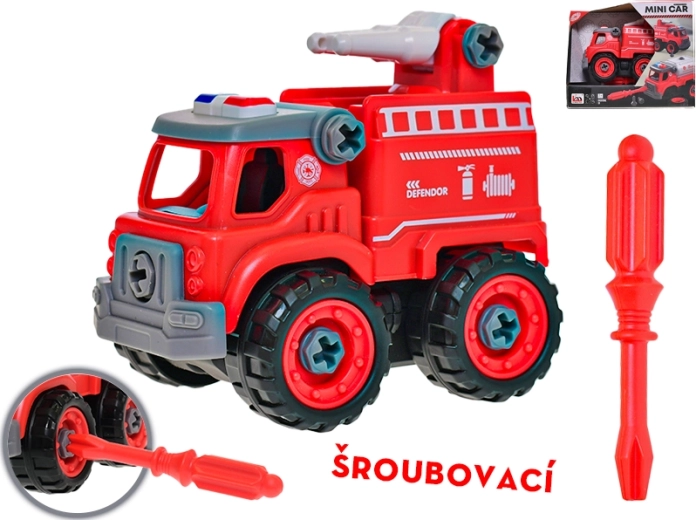 Screw-together fire truck 12 cm with water cannon