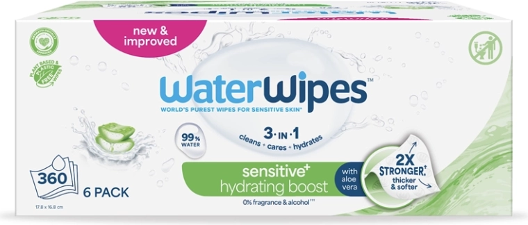 WaterWipes niisutavad niisked salvrätid aloe veraga 3in1 6×60 tk (360 tk)