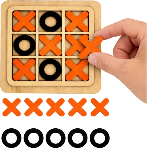 Wooden Strategic Tic-Tac-Toe Game