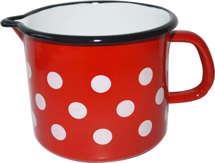 Enamel mug with spout Polka Dot, 1.2 l, red