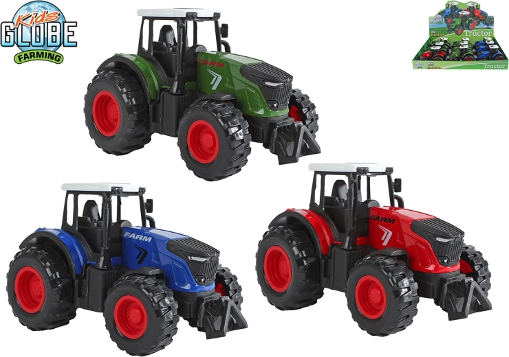 Metallist traktor Kids Globe Farming tagasiveoga 12 cm – 1 tk