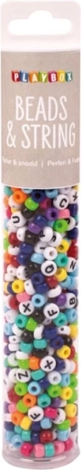 Playbox colorful beads in a tube, 650 pcs – mix of shapes