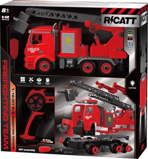 R/C Building Kit Fire Truck 1:18, 74 Pieces