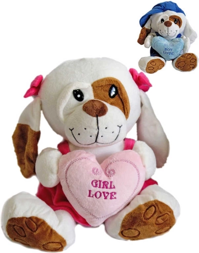 Plush puppy in a Love outfit 25 cm with a heart - 1 piece