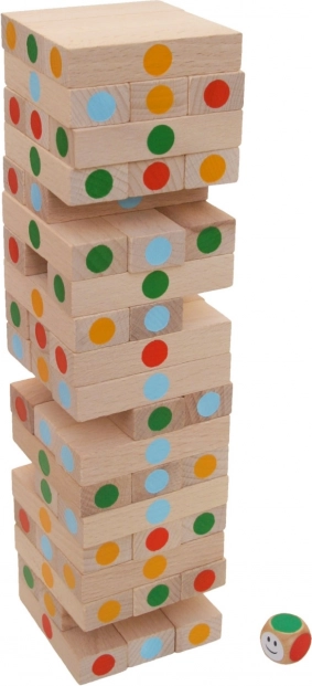 Miktoys Wobbly Tower with Dots Made of Beech Wood