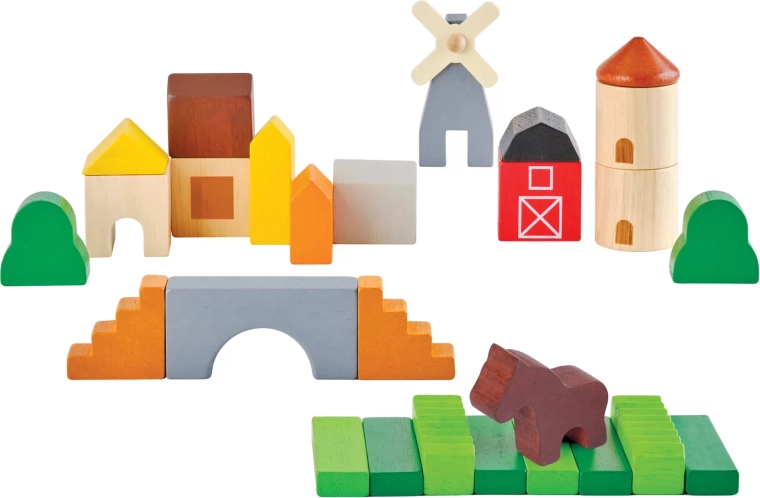 PlanToys puidust ehitusklotsid maal (Country Blocks)