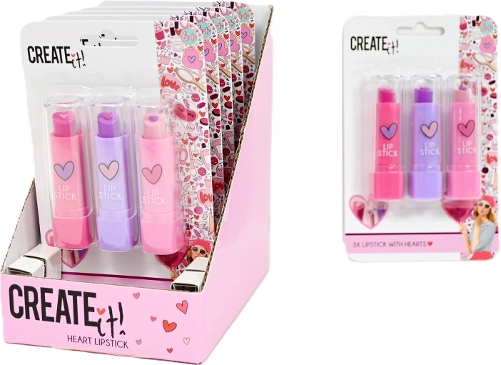 Create It! laste huulepulkade komplekt Love – 3 värvi