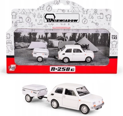 Fiat 126p koos haagisega Niewiadów N250C – valge mudel