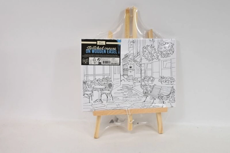 Eeltrükitud mustriga lõuend lauamolbertiga – restorani motiiv 30 × 23 cm