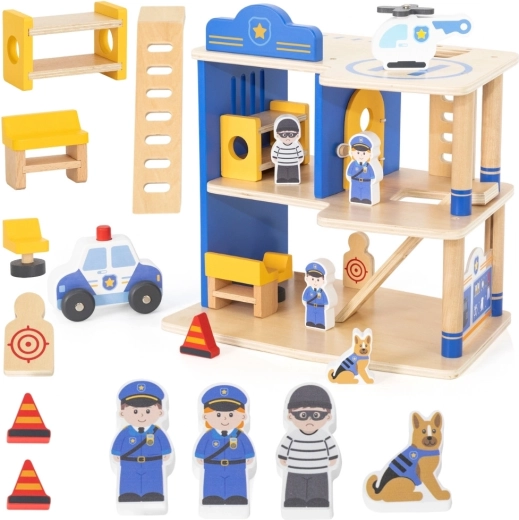 VIGA wooden police station with 3 floors and accessories