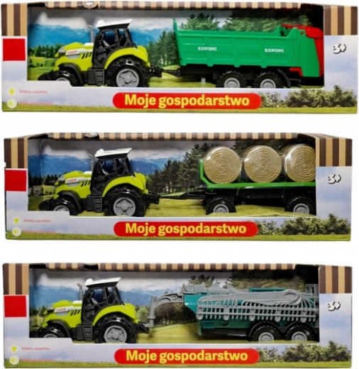Traktor haagisega, valguse ja heliga