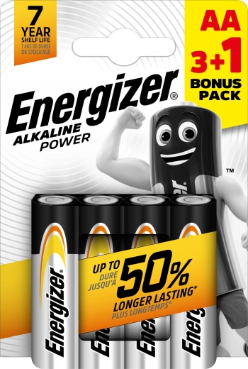 Energizer Alkaline Power AA batteries 3+1 free
