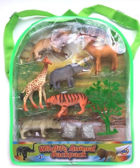 Set of Wild Animal Figures in a Backpack – 6 pcs