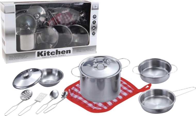 Metal kids' cookware set with accessories, 11 pcs
