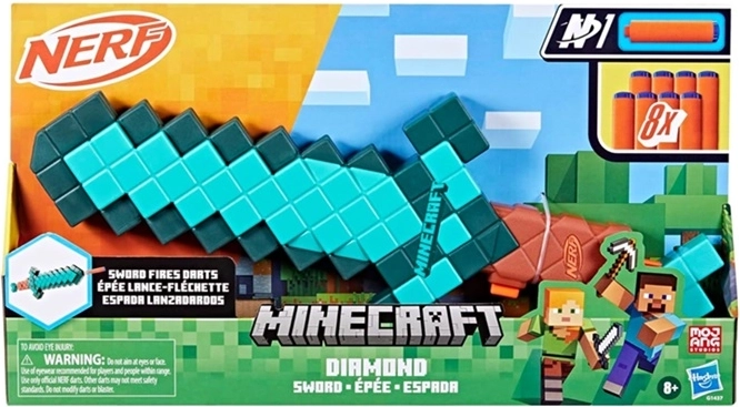 Nerf Minecraft Diamond Sword foam sword with foam darts - 1 piece