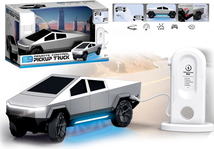 Futuristlik RC-auto laadimisjaamaga