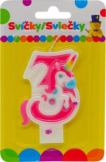 Birthday Candle Unicorn – Number 3