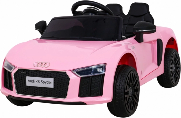 Laste elektriauto AUDI R8 Spyder roosa kaugjuhtimispuldi, EVA rataste ja MP3-ga
