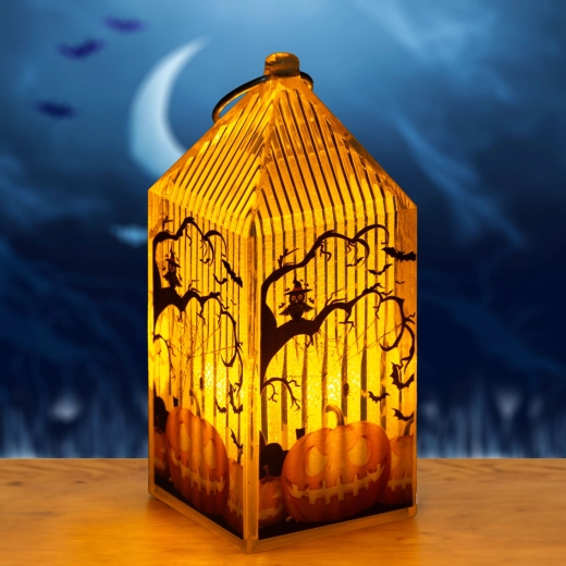 Halloween LED lantern with pumpkin motif
