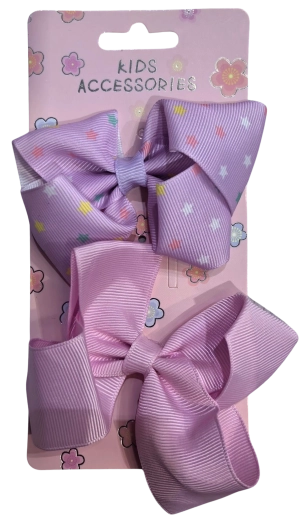 Pink set of hair clips with bows, pink and purple – 2 pieces