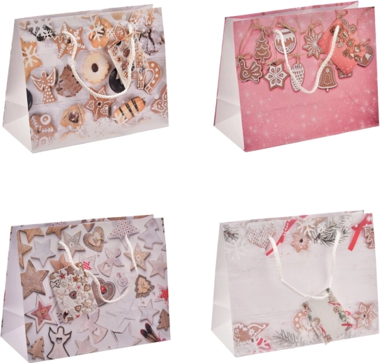 Gift bag with Christmas candy motif 23 × 10 × 18 cm, mix of 4 designs
