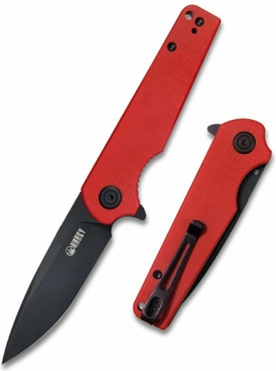 Kubey Wolverine KU233E taskunuga 7,4 cm, dark stonewash, punane G10