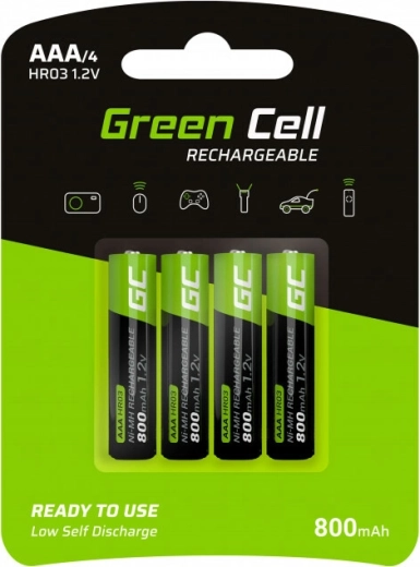 Green Cell AAA HR03 laetavad patareid 800 mAh, komplekt 4 tk