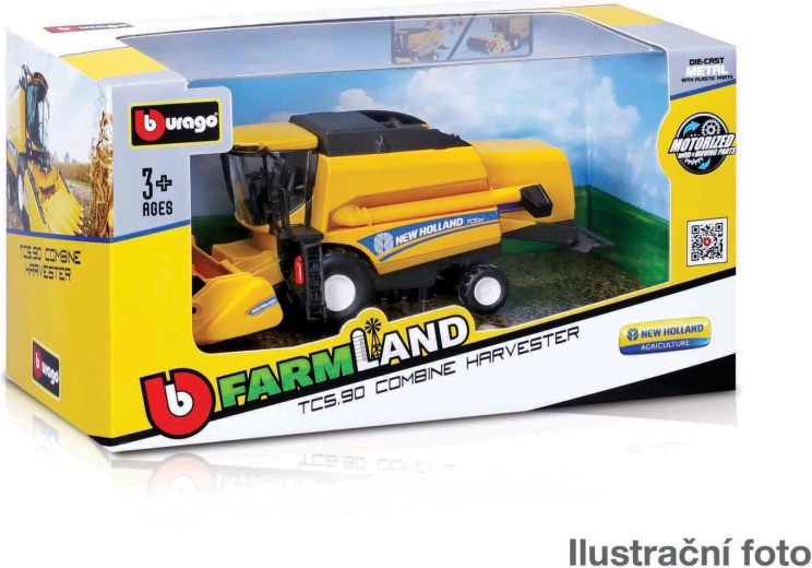 Bburago Farmland kombain New Holland TC5.90 18 cm – metallist mudel koos tarvikutega