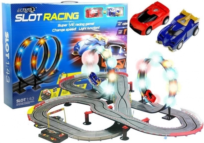 Racing slot car track set with LED loops 1:43, 2 cars