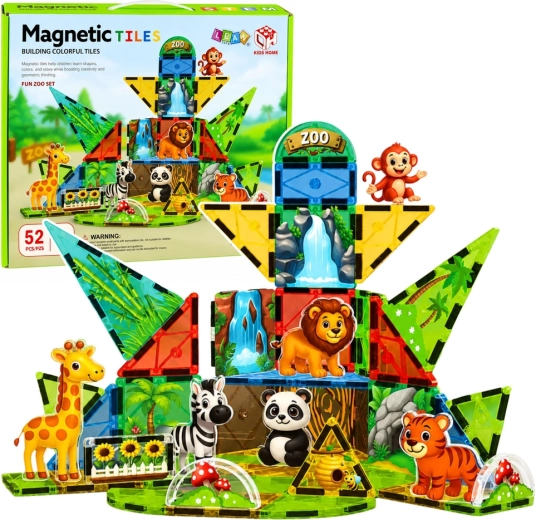 Magnetic building blocks zoo – wild animals 52 pieces