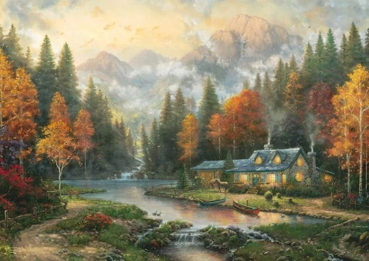 Puzzle Evening at the Autumn Lake 1000 Pieces