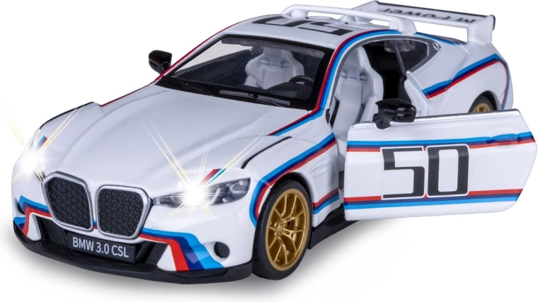 BMW 3.0 CSL metallmudel mõõtkavas 1:34 efektidega