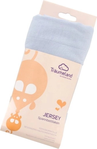Träumelandi jersey kummiga voodilina mänguaeda 100 × 100 cm, helesinine