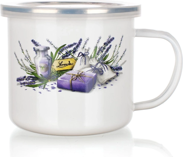 Emailitud kruus kaanega Lavender 0,5 l
