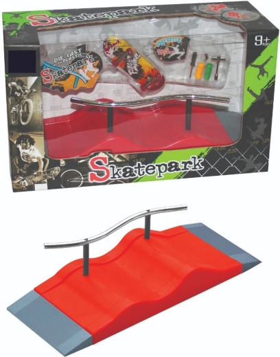 Fingerboard skatepark set with ramp, rail and accessories