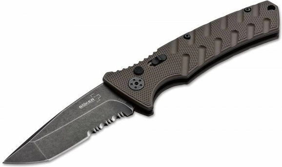 BÖKER PLUS Strike Tanto Coyote Automatic Knife, stonewash, brown