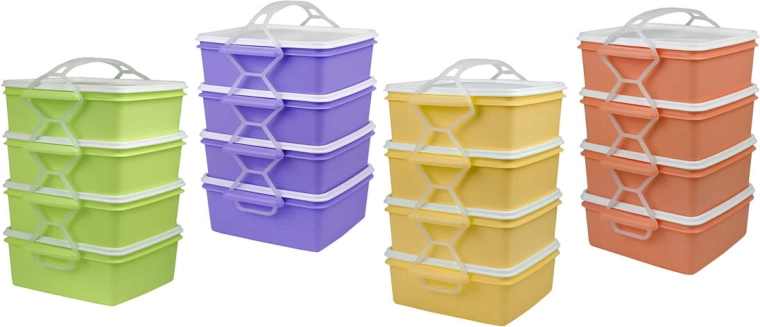 Toidukandja 4×1,2 l, kandiline, plastist, värvivalik